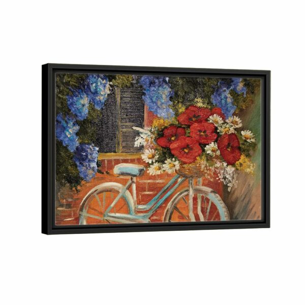 flowers bicycle framed canvas black frame