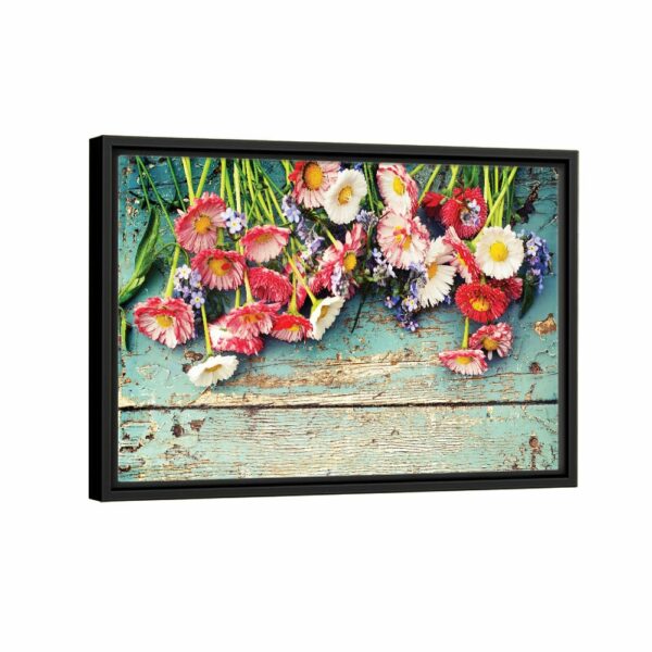 flowers bucket framed canvas black frame