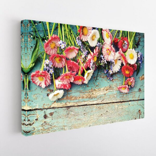 flowers bucket stretched canvas