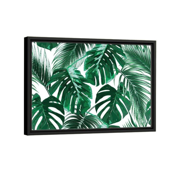 green leaves framed canvas black frame