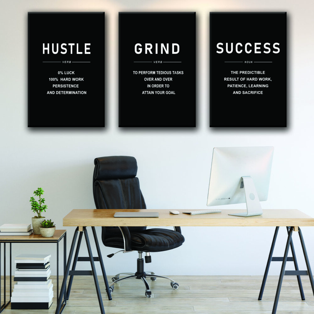 hustle grind success canvas