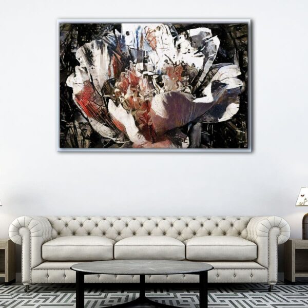 peony abstract floating frame canvas