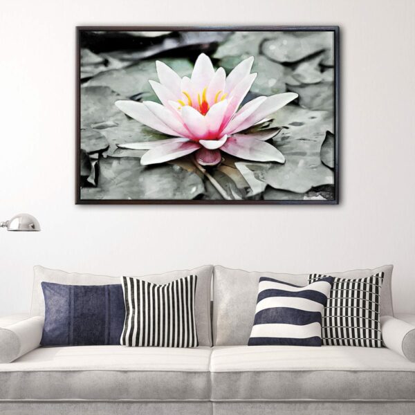 pink water lily floating frame canvas