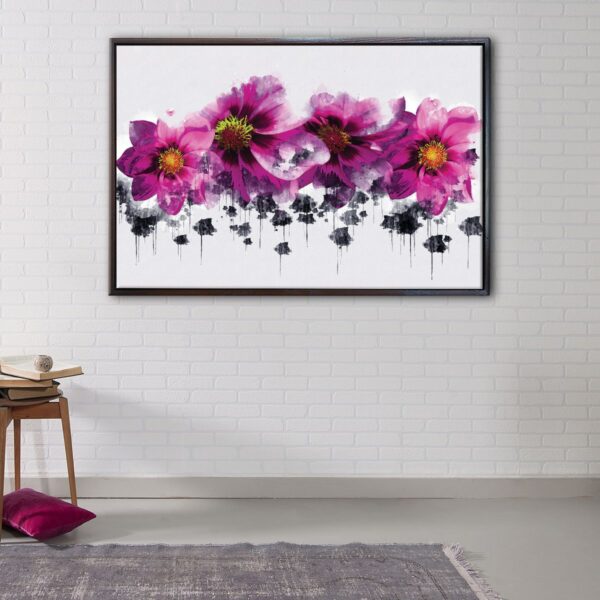 pink watercolor flowers floating frame canvas