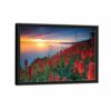 red flowers field framed canvas black frame