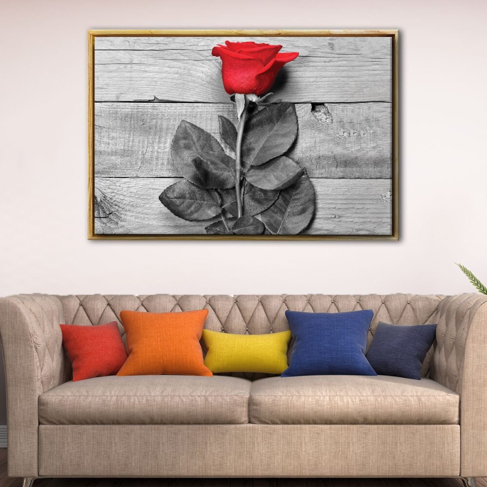 red rose floating frame canvas