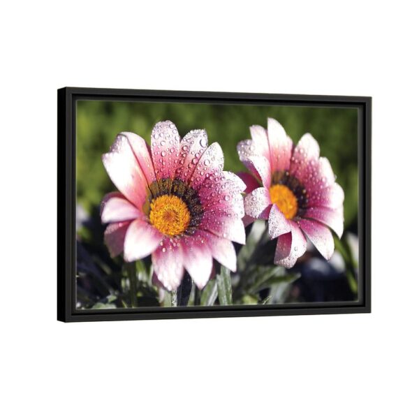 wet flowers framed canvas black frame