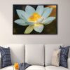 white lotus flower floating frame canvas