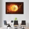 1 panels bitcoin in fire canvas art