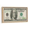 100-dollar-bill canvas art beige frame