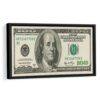 100 dollar bill canvas art framed