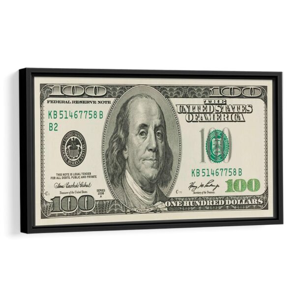 100 dollar bill canvas art framed