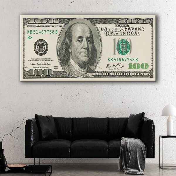 benjamin franklin 100 dollar bill canvas