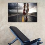 3 panels running workout canvas art