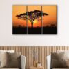 3 panels serengeti park tanzania sunset canvas art