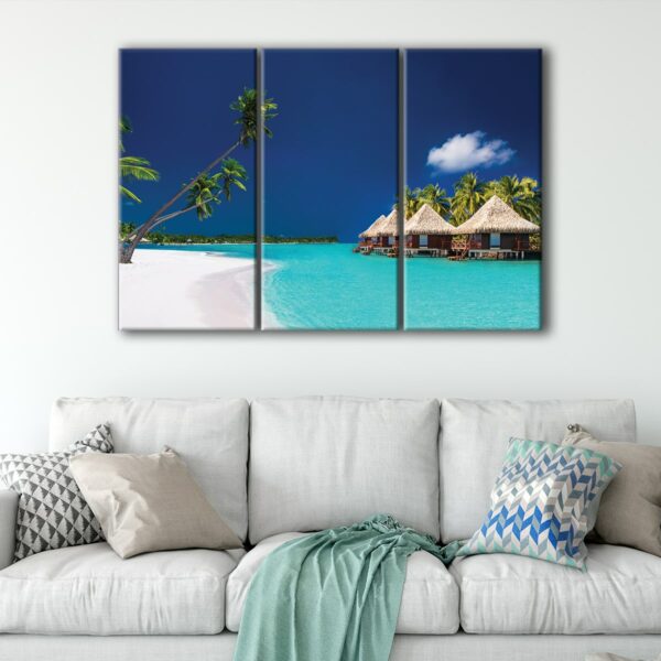 3 panels tropical island beach canvas art