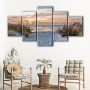 5 panels baltic sea beach canvas art