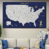 Blue Gold push pin usa map