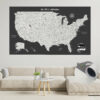 Dark Grey push pin usa map rolled