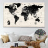 Modern Wood push pin world map