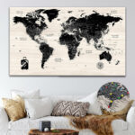 Modern Wood push pin world map featured