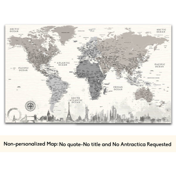 Monuments push pin world map no quote