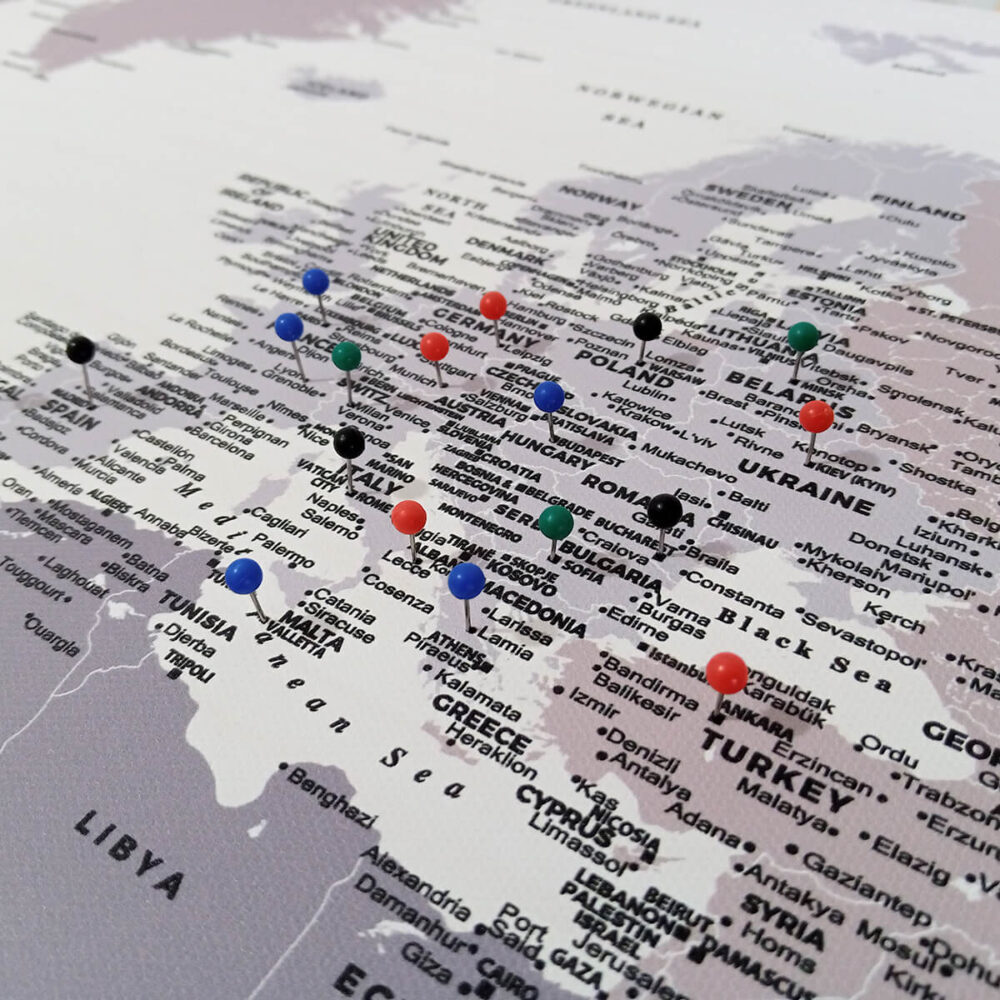 Monuments world map - europe zoom