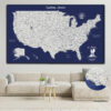 Navy Blue push pin usa map