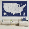 Navy Blue push pin usa map rolled