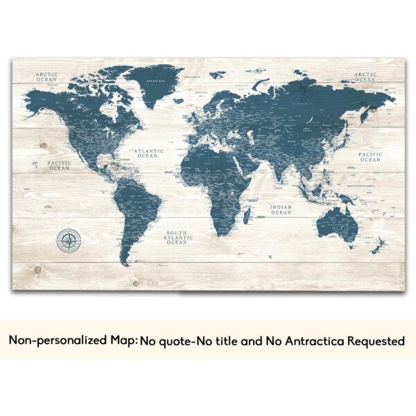 Rustic push pin world map no quote