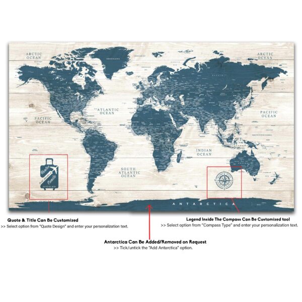 Rustic world map detailed