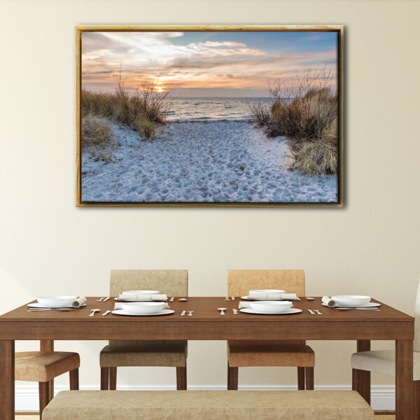 baltic sea beach floating frame canvas