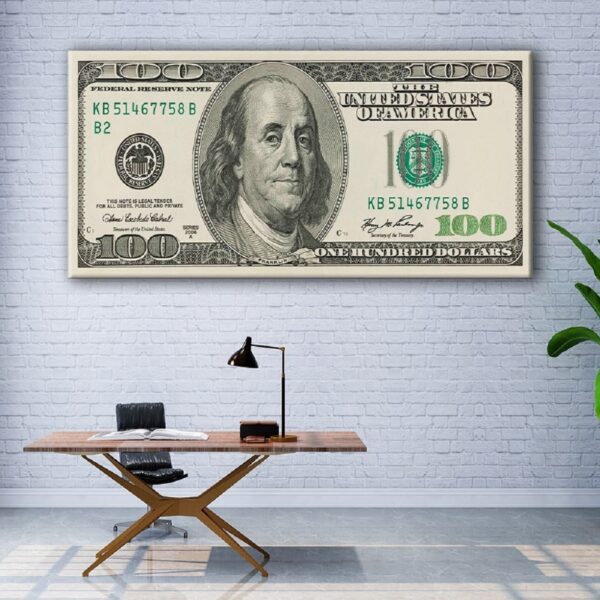 benjamin franklin 100 dollar bill canvas