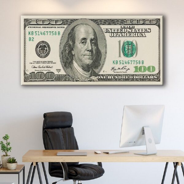 100 dollar bill canvas art