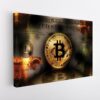 bitcoin burning dollar sunset stretched canvas