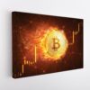 bitcoin in fire stretched canvas