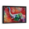 elephant in colors framed canvas black frame