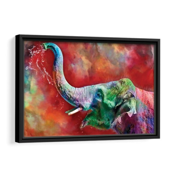 elephant in colors framed canvas black frame