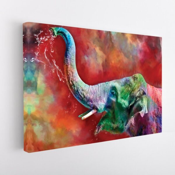 elephant in colors stretched canvas