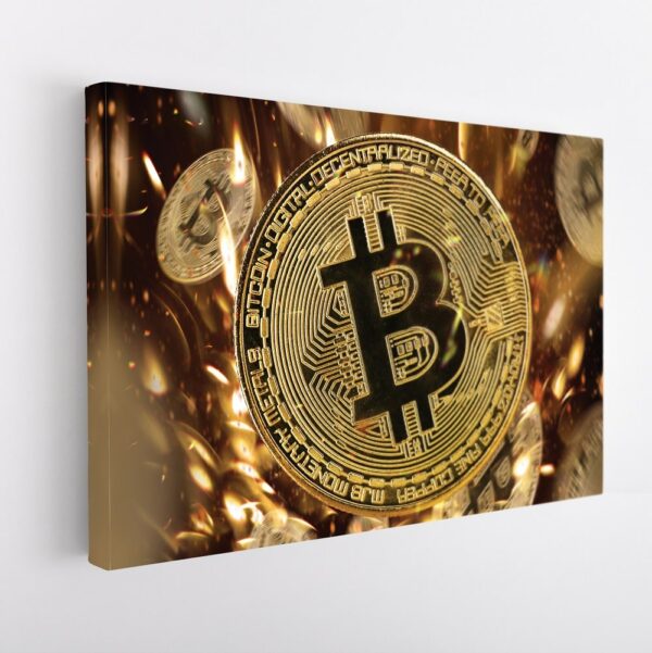  tableau sur toile imprimée bitcoin doré