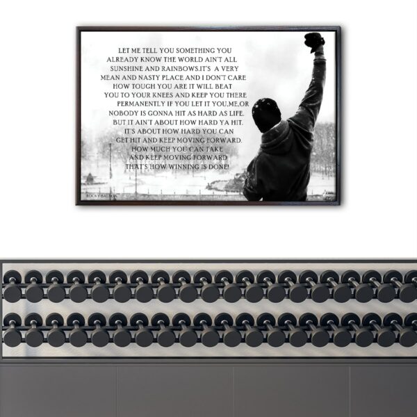 rocky life quote floating frame canvas