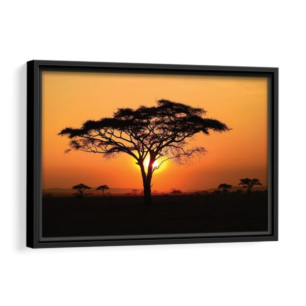 serengeti park tanzania sunset framed canvas black frame