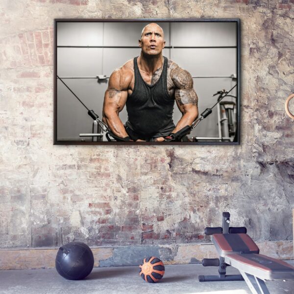 the rock bodybuilding floating frame canvas