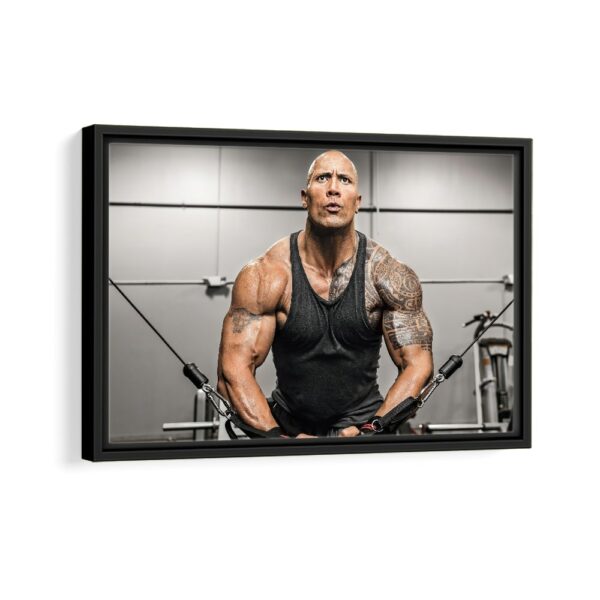 the rock bodybuilding framed canvas black frame