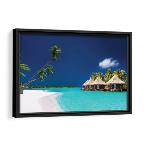 tropical island beach framed canvas black frame