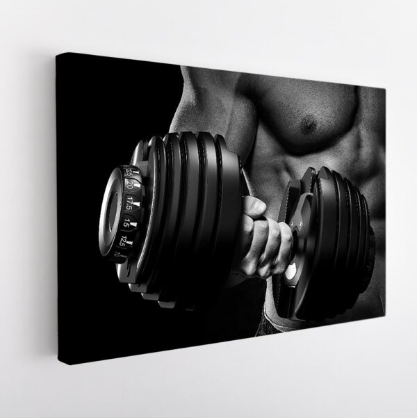 weightlifting in gym stretched canvas