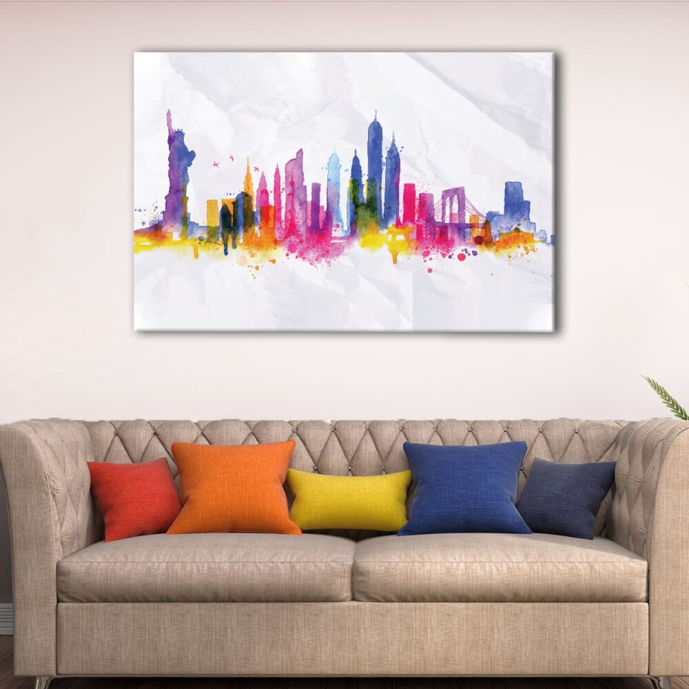 1 panels new york watercolor skyline canvas art