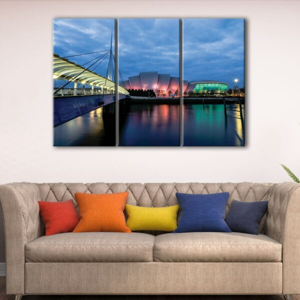 3 panels bells bridge glasgow canvas art