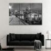 3 panels boston black and white skyline canvas art