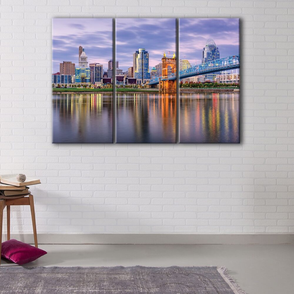 3 panels cincinnati skyline canvas art